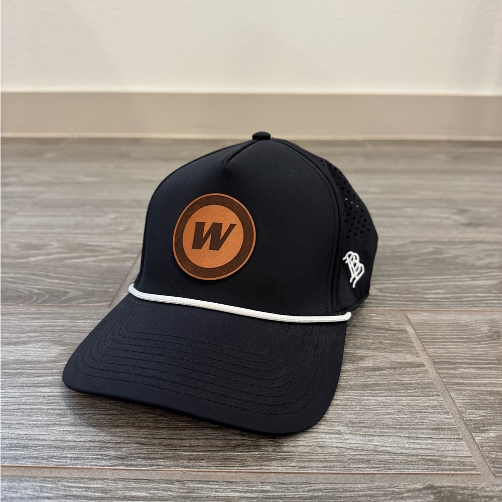 Black Trucker Hat with Brown Patch